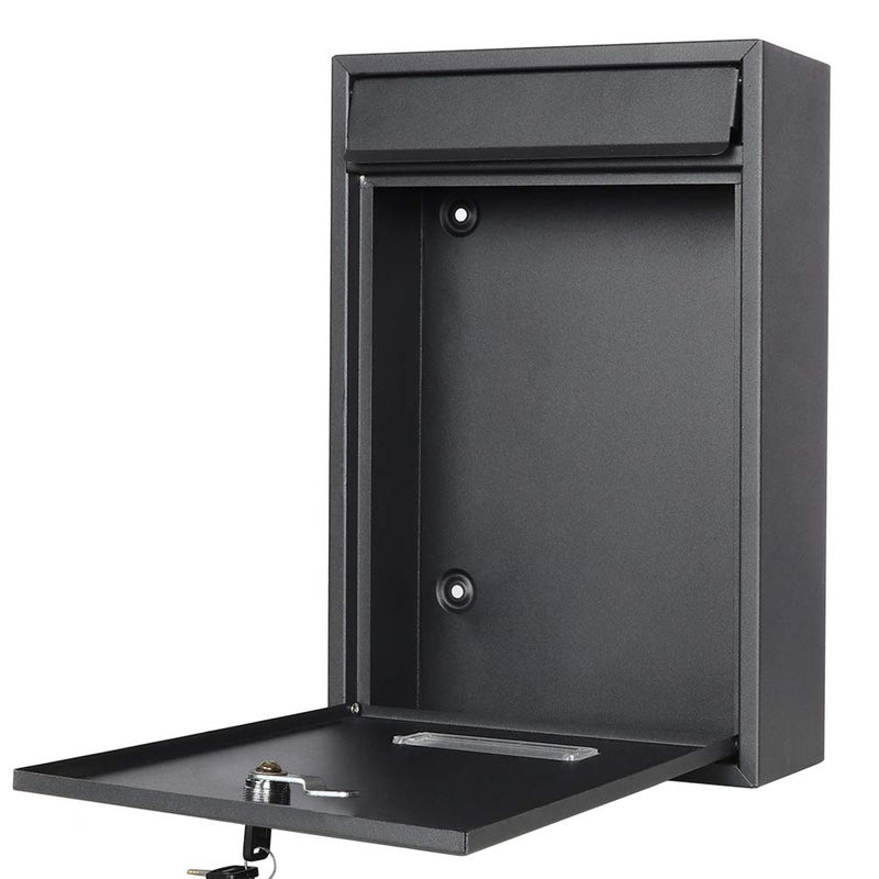 Decaller Wall Mounted Mailboxes with Rust-Proof Cover, Decaller Outdoor Key Locking Mail Box, 12 3/5" x 8 1/2" x 3 2/5", Black - Image 3